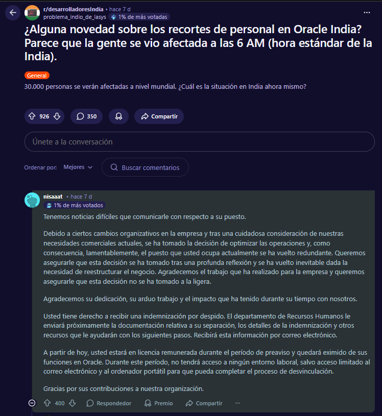 Despidos masivos en Oracle