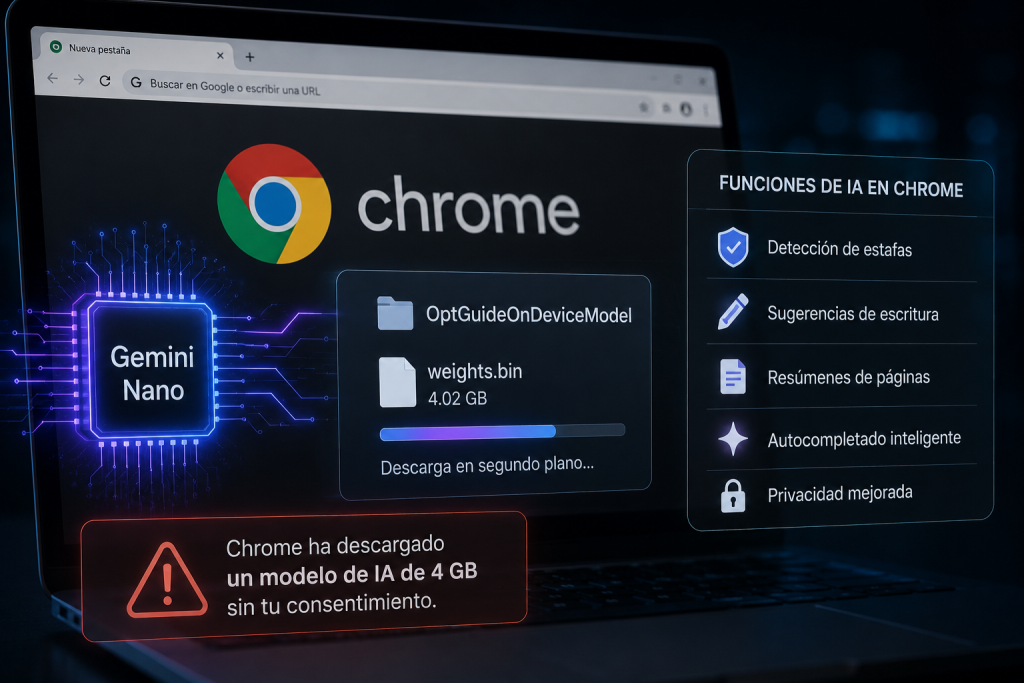 Chrome y Gemini Nano: la polémica descarga de IA de 4 GB que preocupa a los usuarios Chrome y Gemini Nano: la polémica descarga de IA de 4 GB