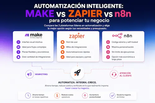Make vs Zapier vs n8n: cuál elegir según el tamaño y presupuesto de tu empresa