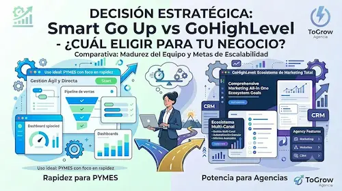 Smart Go Up vs GoHighLevel depende de tu punto de partida y hacia dónde quieres llegar