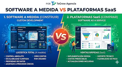 Software a medida vs. Software comercial (SaaS): ¿Qué le conviene a tu empresa? Software a medida vs plataformas SaaS: cuándo construir y cuándo comprar