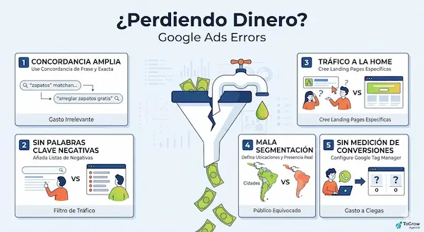 errores mas comunes en campañas de Google ads