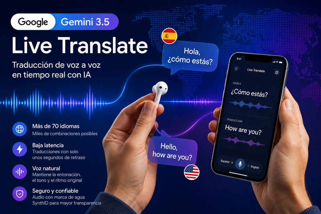 Google Gemini 3.5 Live Translate: Traduce Conversaciones en Tiempo Real en Más de 70 Idiomas