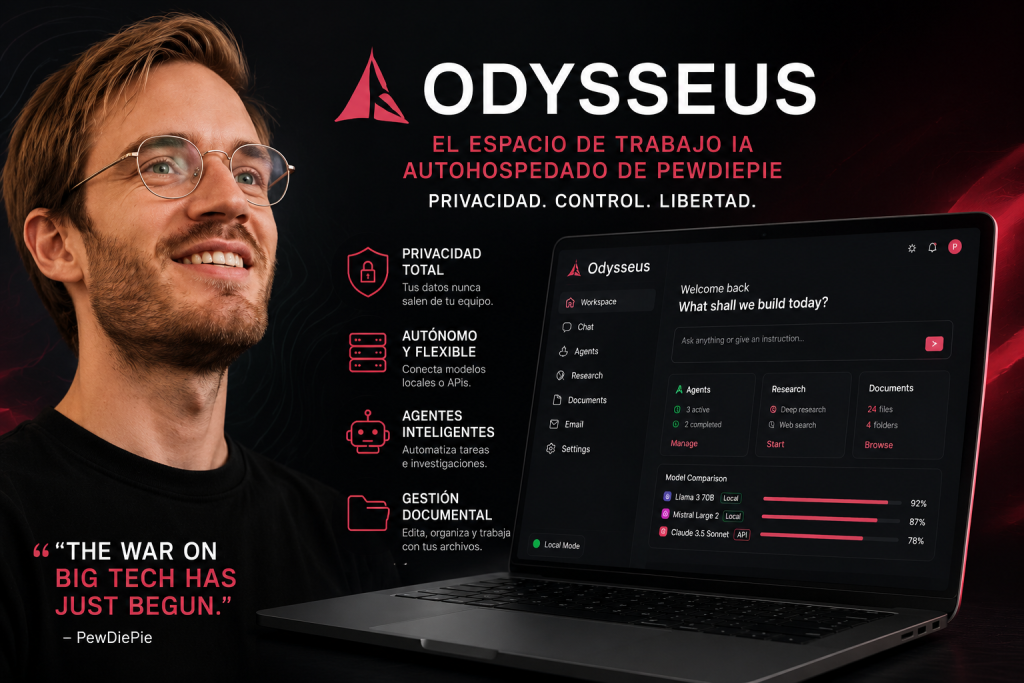 Odysseus: la IA autohospedada de PewDiePie que desafía a ChatGPT y Claude