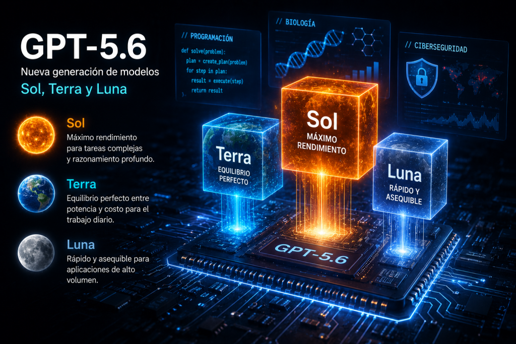 GPT-5.6: OpenAI presenta Sol, Terra y Luna, su nueva generación de modelos de inteligencia artificial GPT-5.6: OpenAI presenta Sol, Terra y Luna