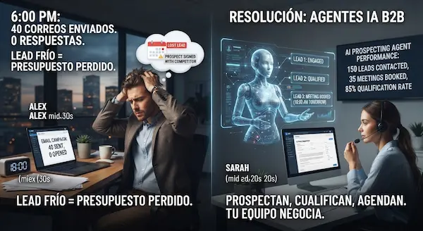 Agentes IA ventas B2B: prospecta y agenda reuniones 24/7 agentes IA ventas B2B
