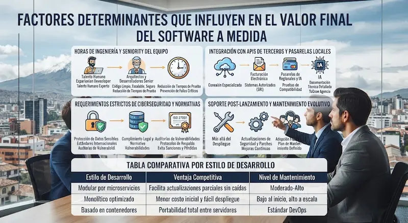 Software a Medida en Ecuador: Precios Reales 2026 factores que influyen en el costo de un software a medida (1)