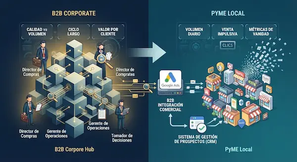Google Ads para empresas B2B vs. pyme local: qué cambia google ads para empresas b2b. 2