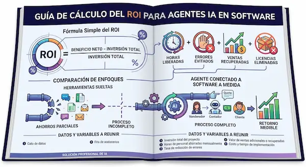 ROI real de combinar agentes de IA + software a medida en 2026 roi